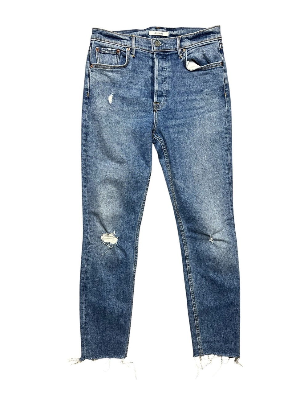 Grlfrnd Karolina Straight Raw Hem Crop Jeans Size 28 Premium Denim